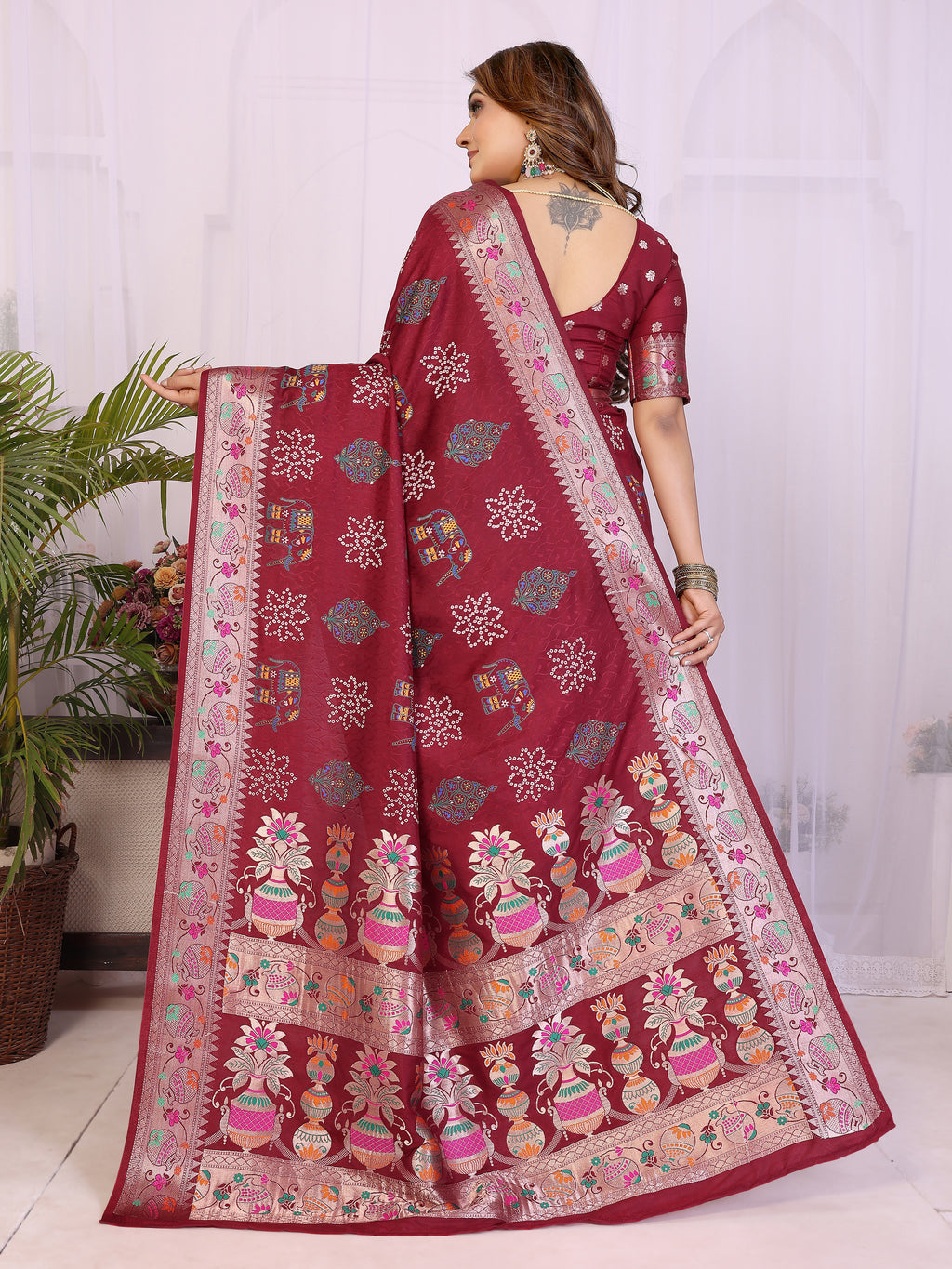 Stylist Lightweight Dola Silk Bandhej Khadi Print Saree