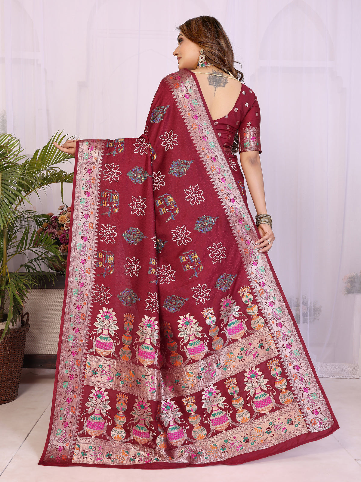 Stylist Lightweight Dola Silk Bandhej Khadi Print Saree