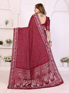 Kanchi Zari Border Satin Silk Bandhej Print Saree