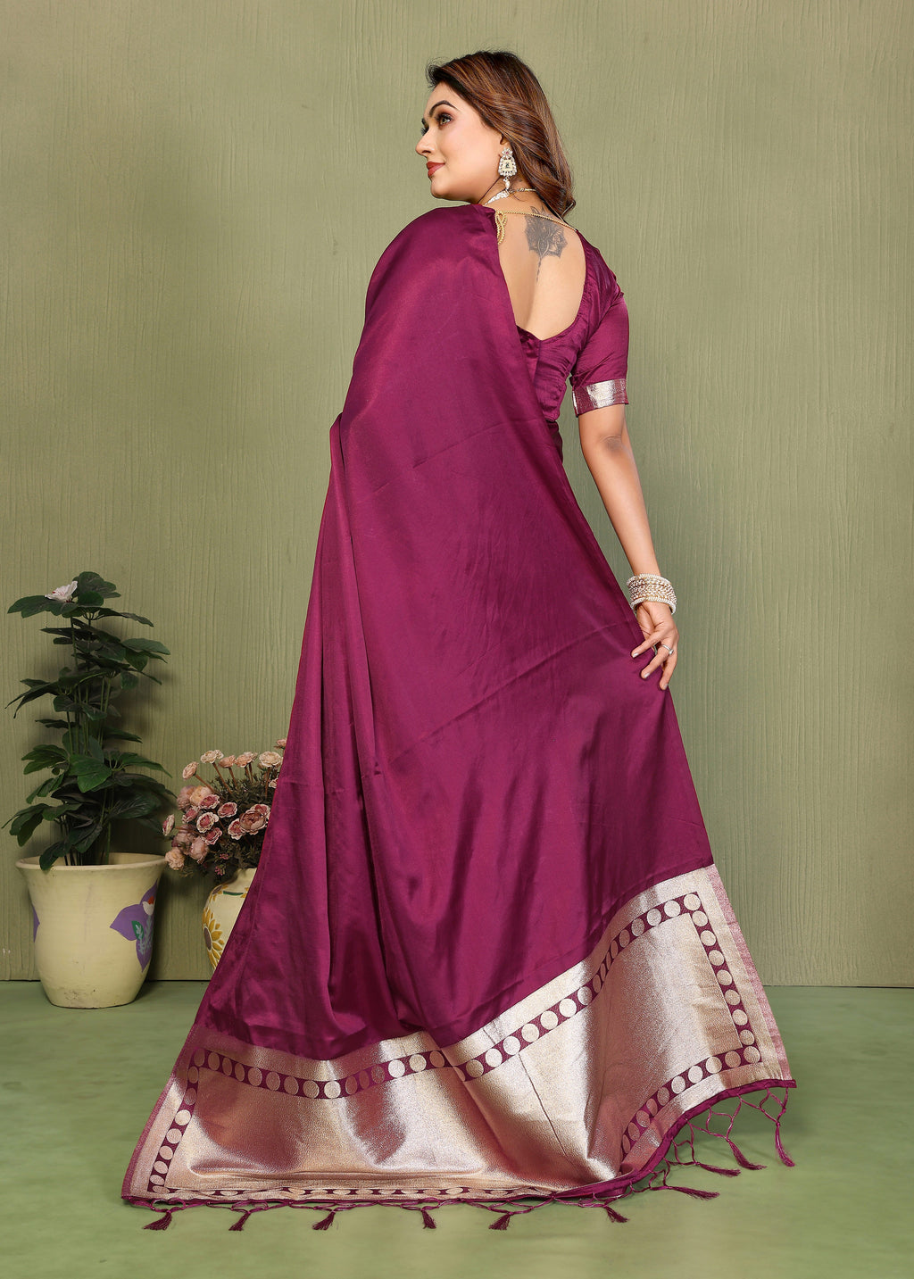 Premium Zari Lagadi Patta Rich Pallu Satin Silk Saree