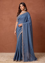Designer NC Vichitra Embroidered Border Saree