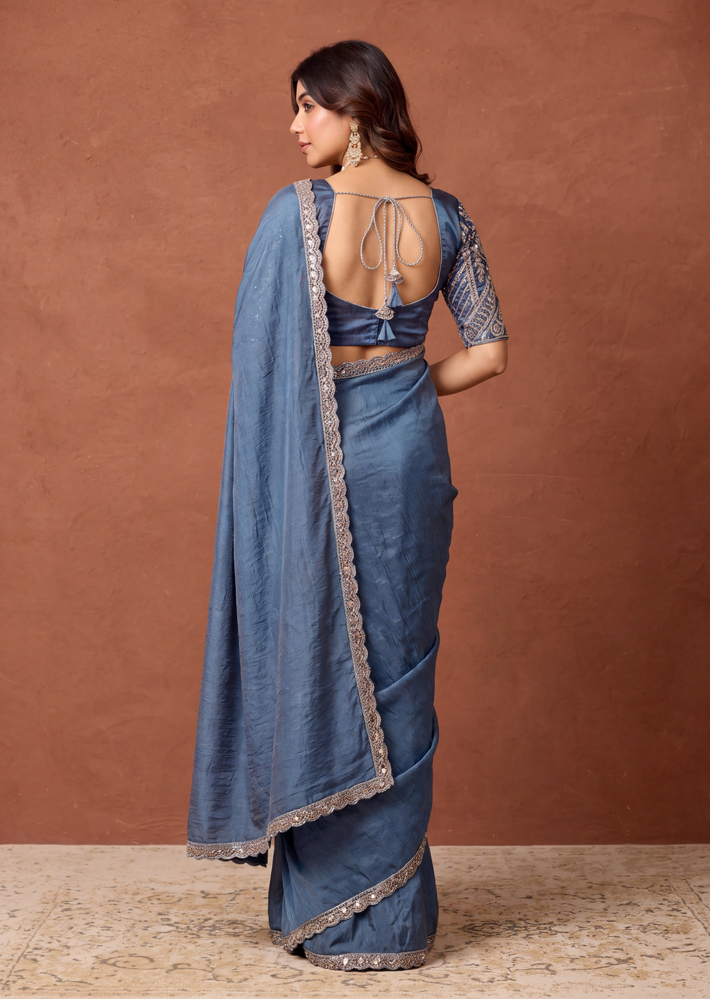 Designer NC Vichitra Embroidered Border Saree