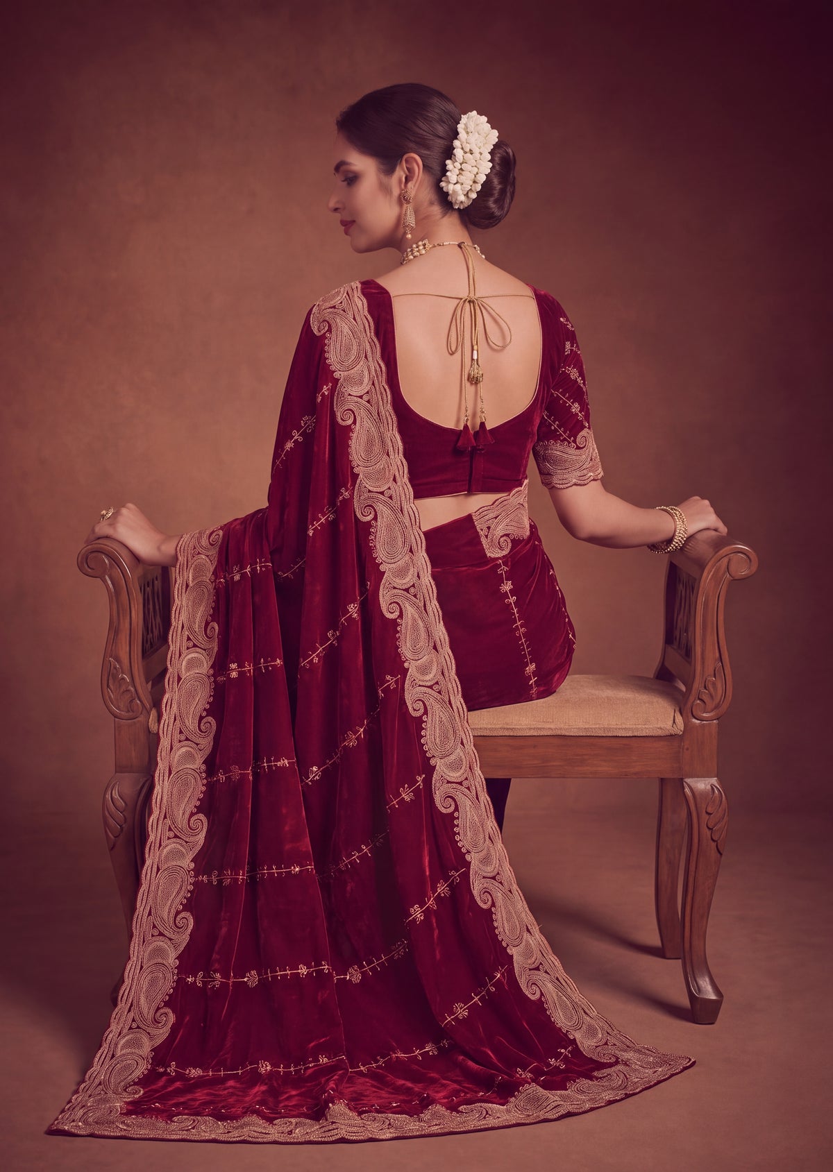 Royal Satin Striped Embroidery Designer Saree