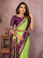 Pure Handloom Kalamkari Silk Zari Border Saree