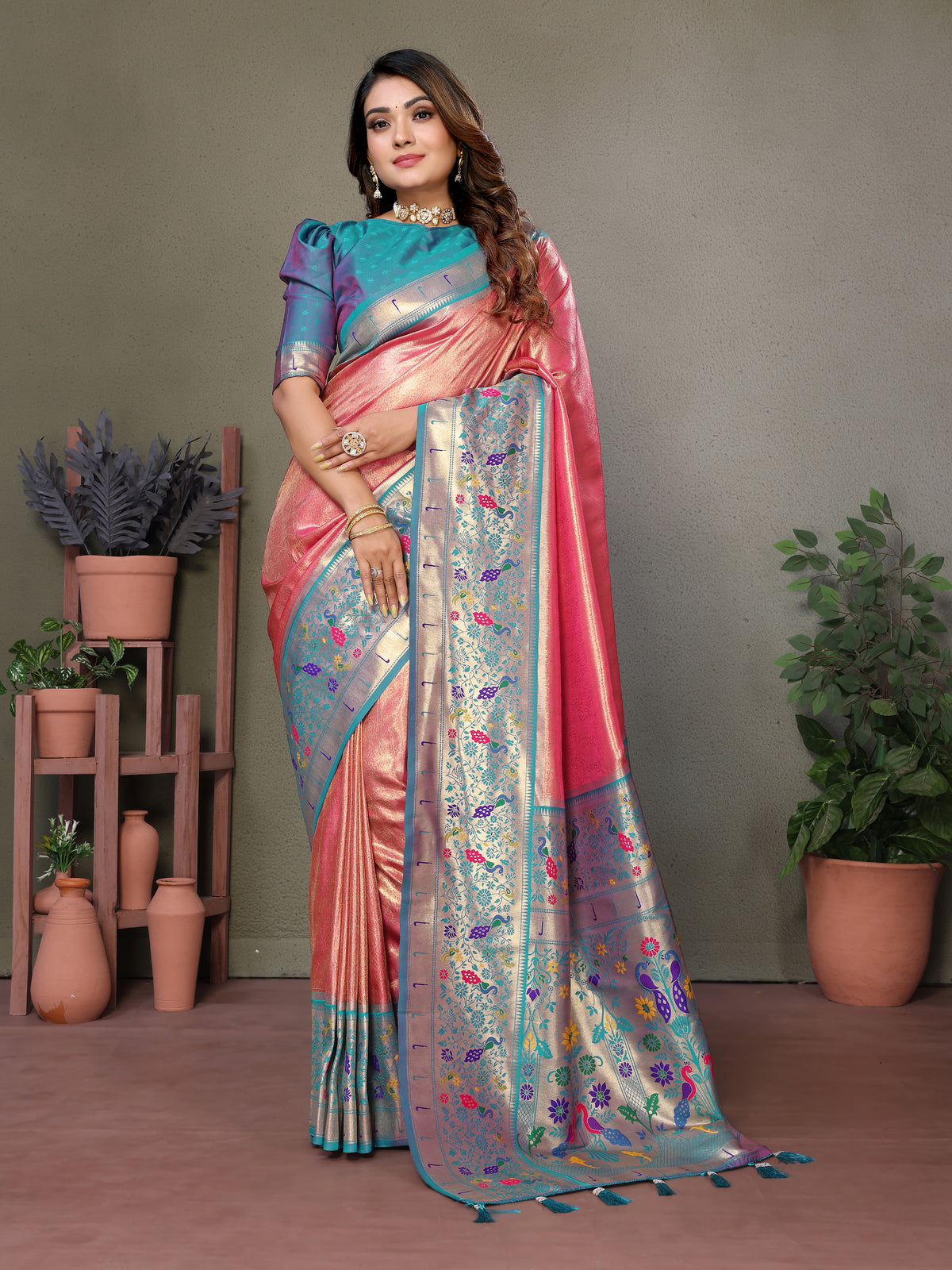 Paithani Border Pure Banarasi Tissue Silk Saree