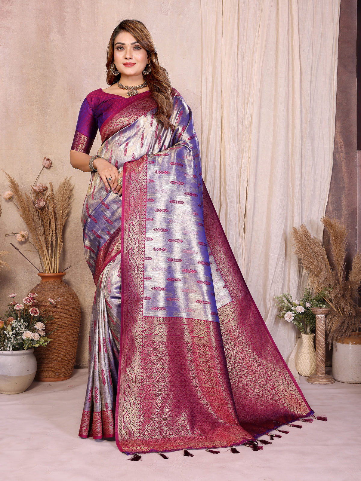Pure Banarasi Tissue Silk Saree with Paithani Border