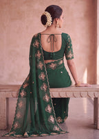 Classy Floral Embroidery Rangoli Saree