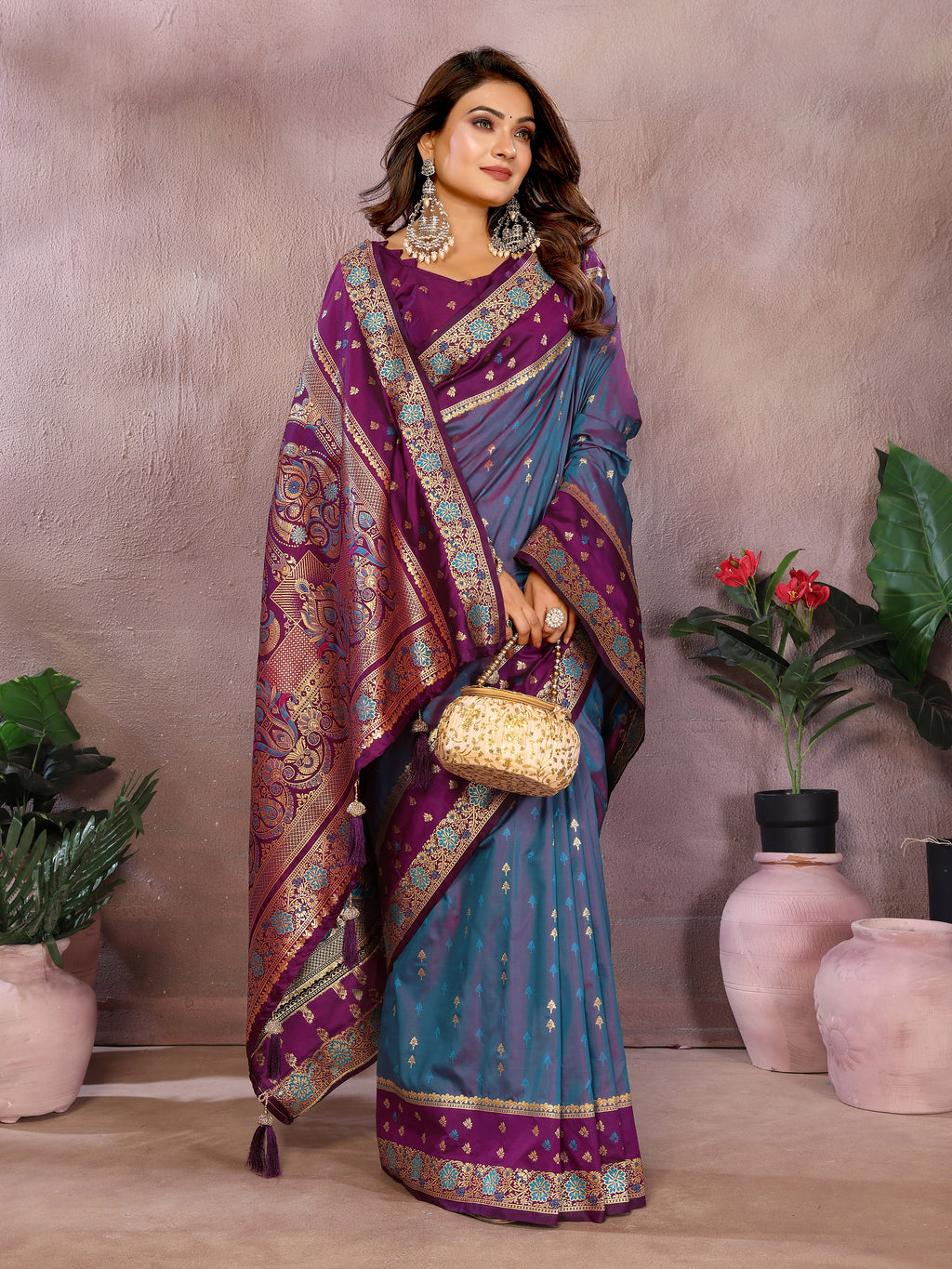 Pure Handloom Kalamkari Silk Zari Border Saree