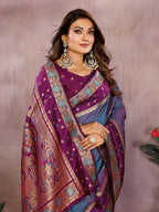 Pure Handloom Kalamkari Silk Zari Border Saree