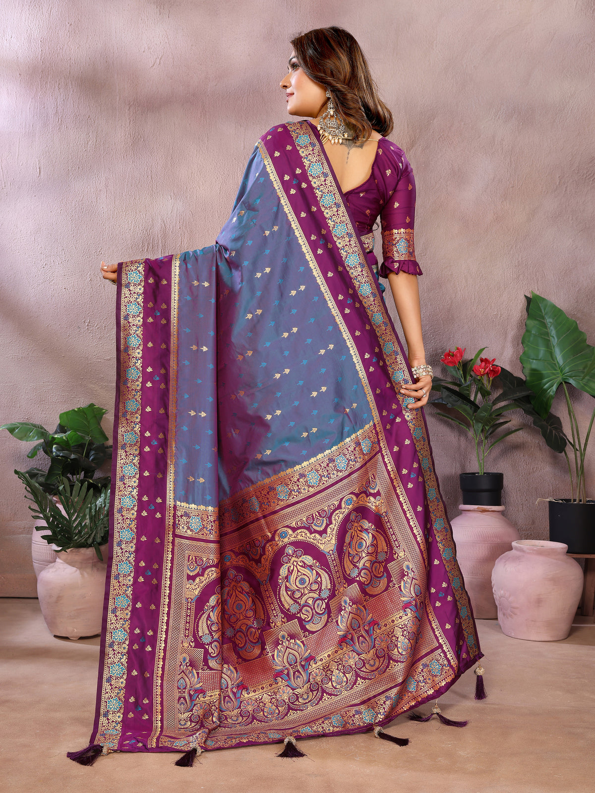 Pure Handloom Kalamkari Silk Zari Border Saree
