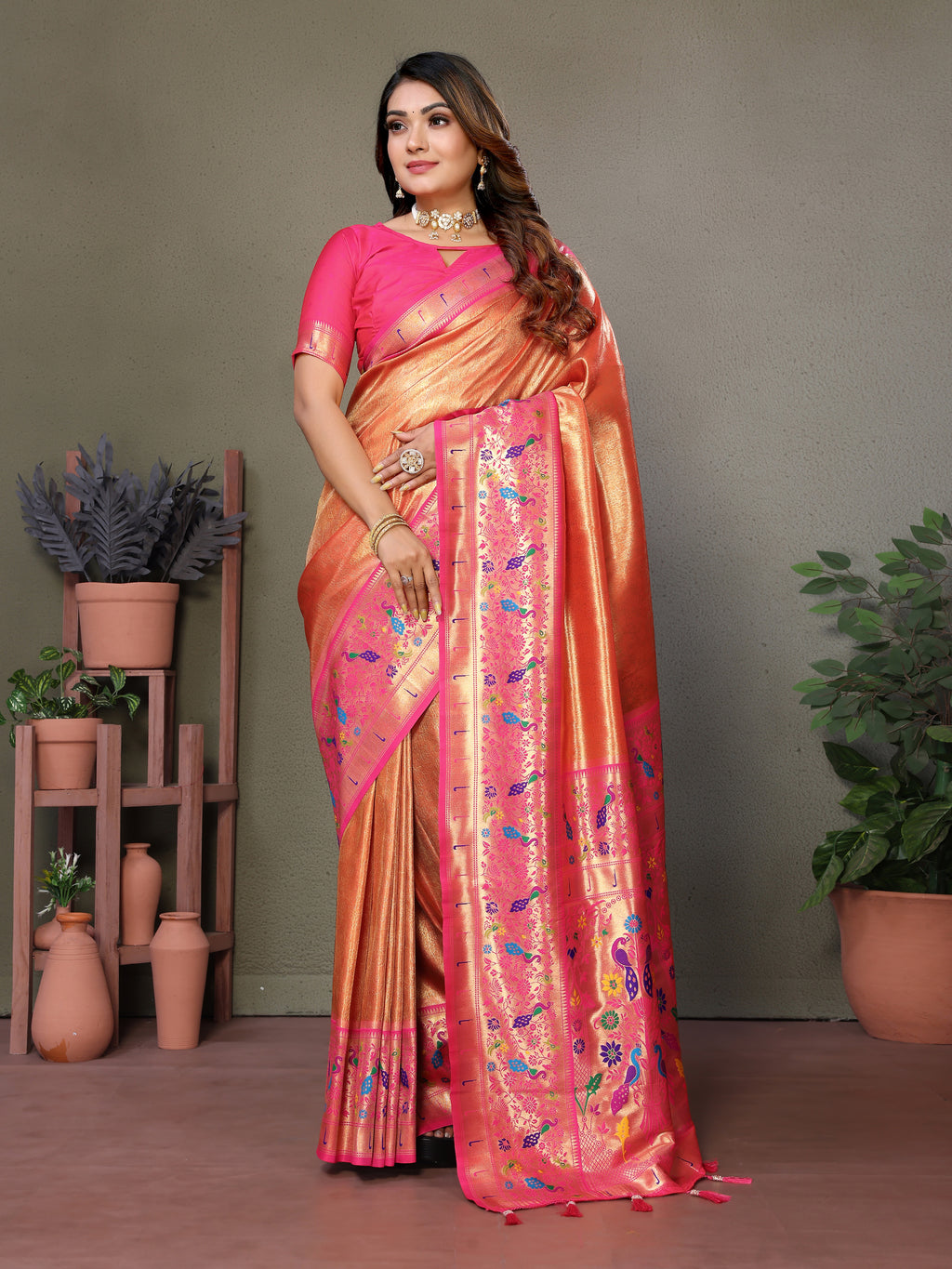 Paithani Border Pure Banarasi Tissue Silk Saree
