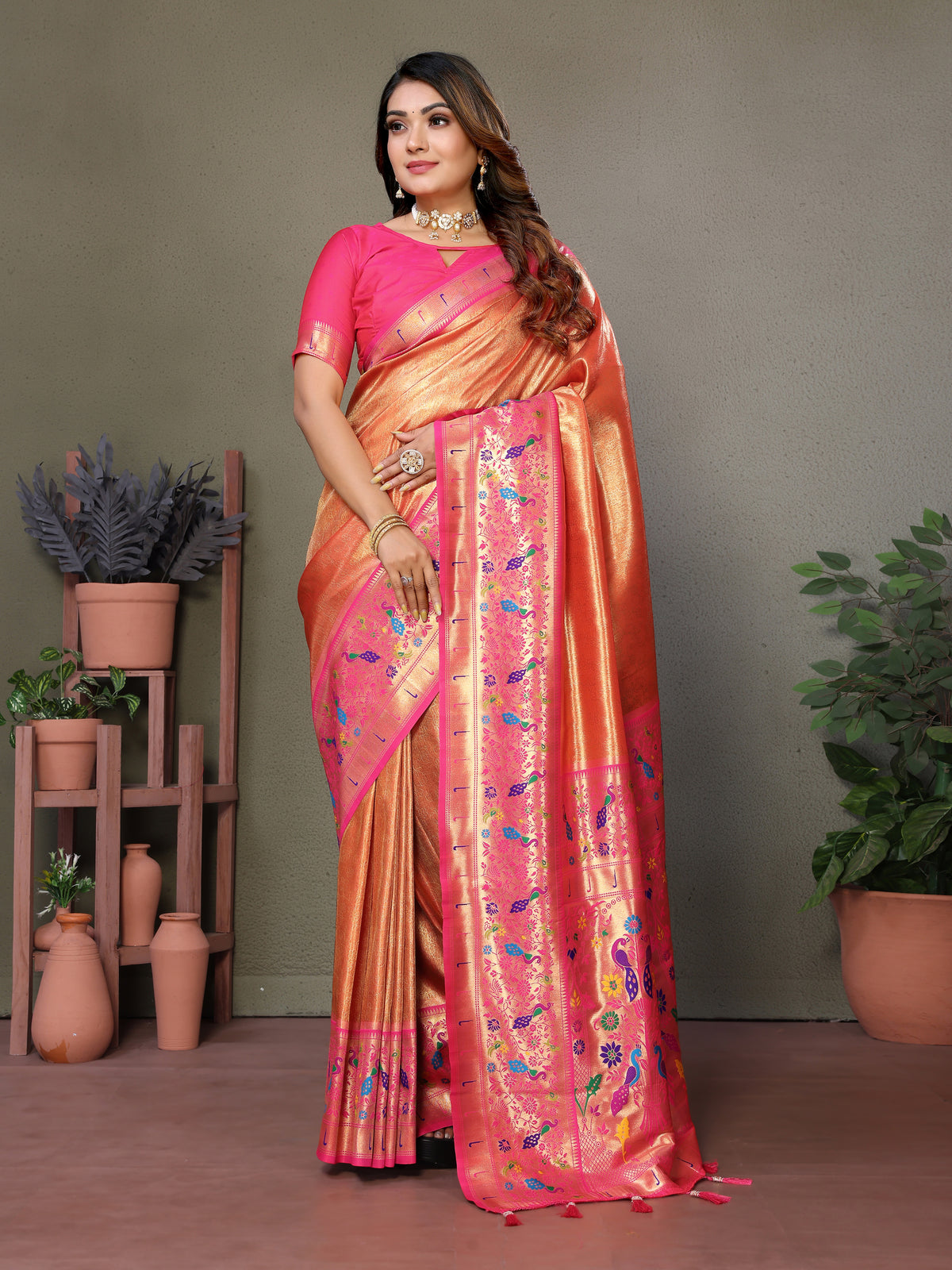 Paithani Border Pure Banarasi Tissue Silk Saree