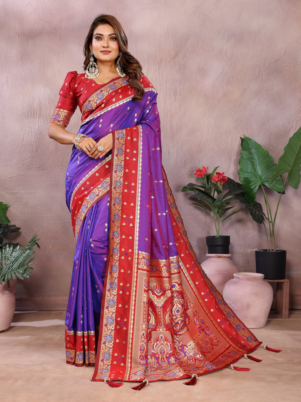 Pure Handloom Kalamkari Silk Zari Border Saree