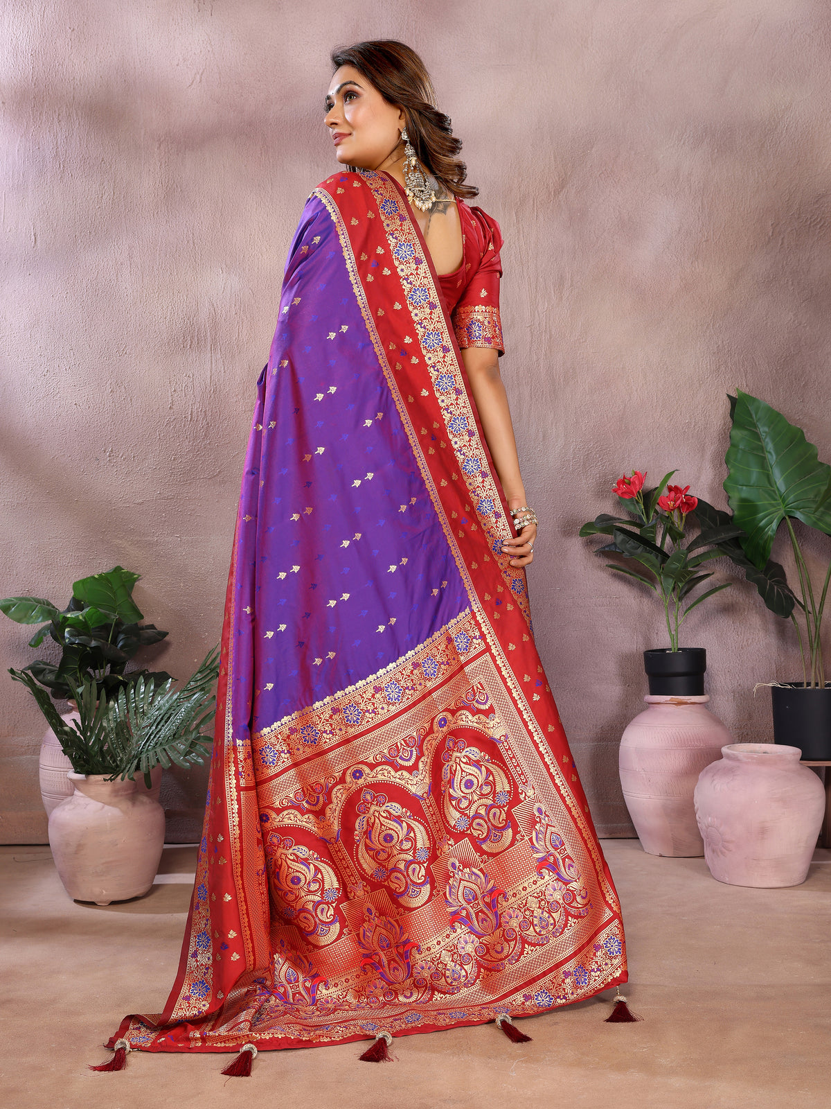 Pure Handloom Kalamkari Silk Zari Border Saree