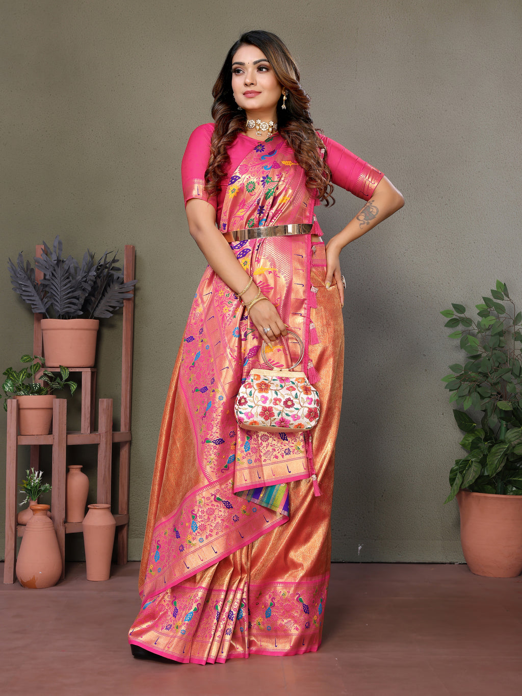 Paithani Border Pure Banarasi Tissue Silk Saree