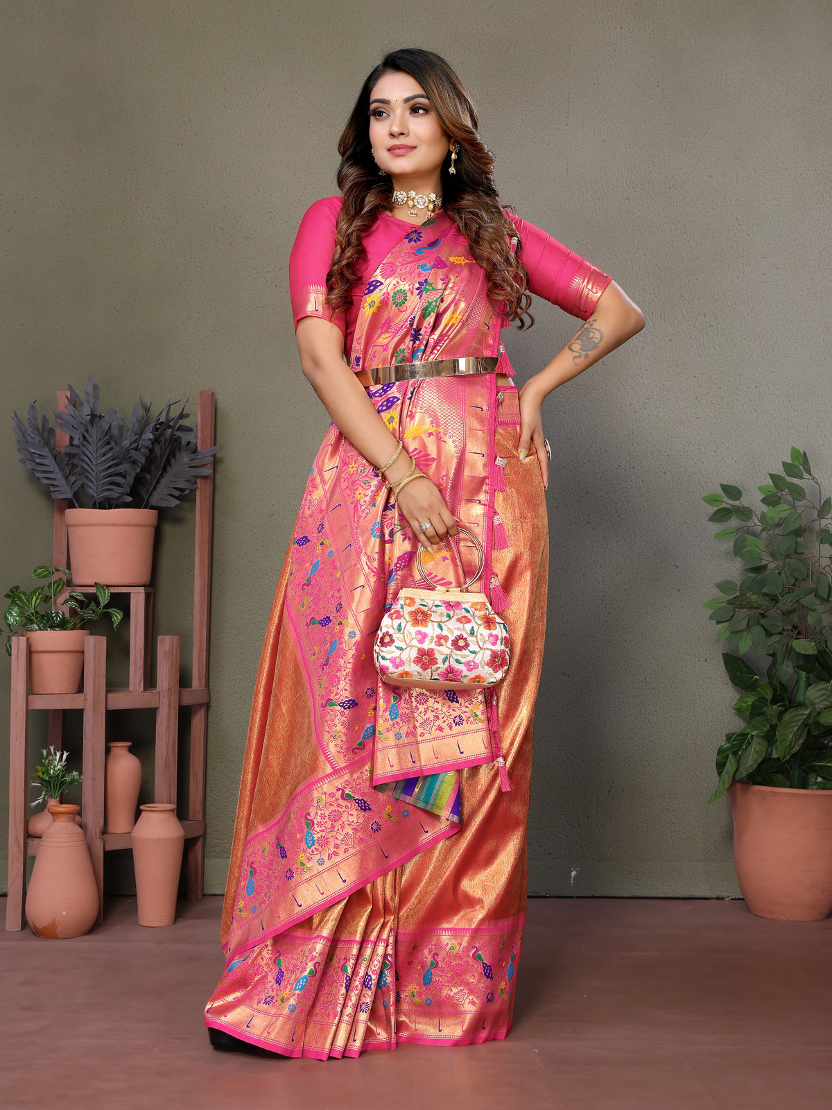 Paithani Border Pure Banarasi Tissue Silk Saree