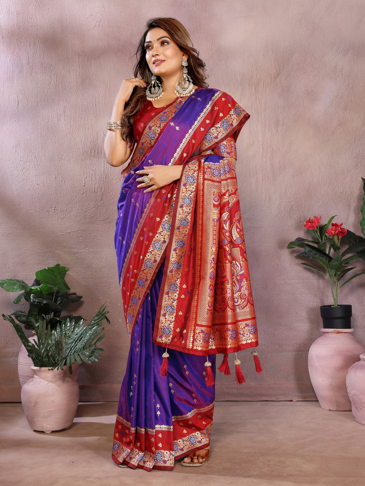Pure Handloom Kalamkari Silk Zari Border Saree