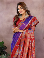 Pure Handloom Kalamkari Silk Zari Border Saree