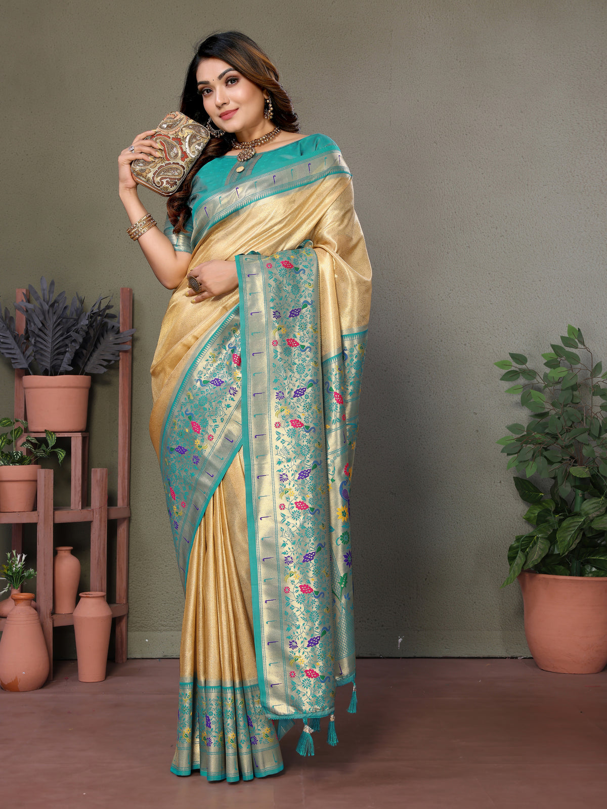 Paithani Border Pure Banarasi Tissue Silk Saree