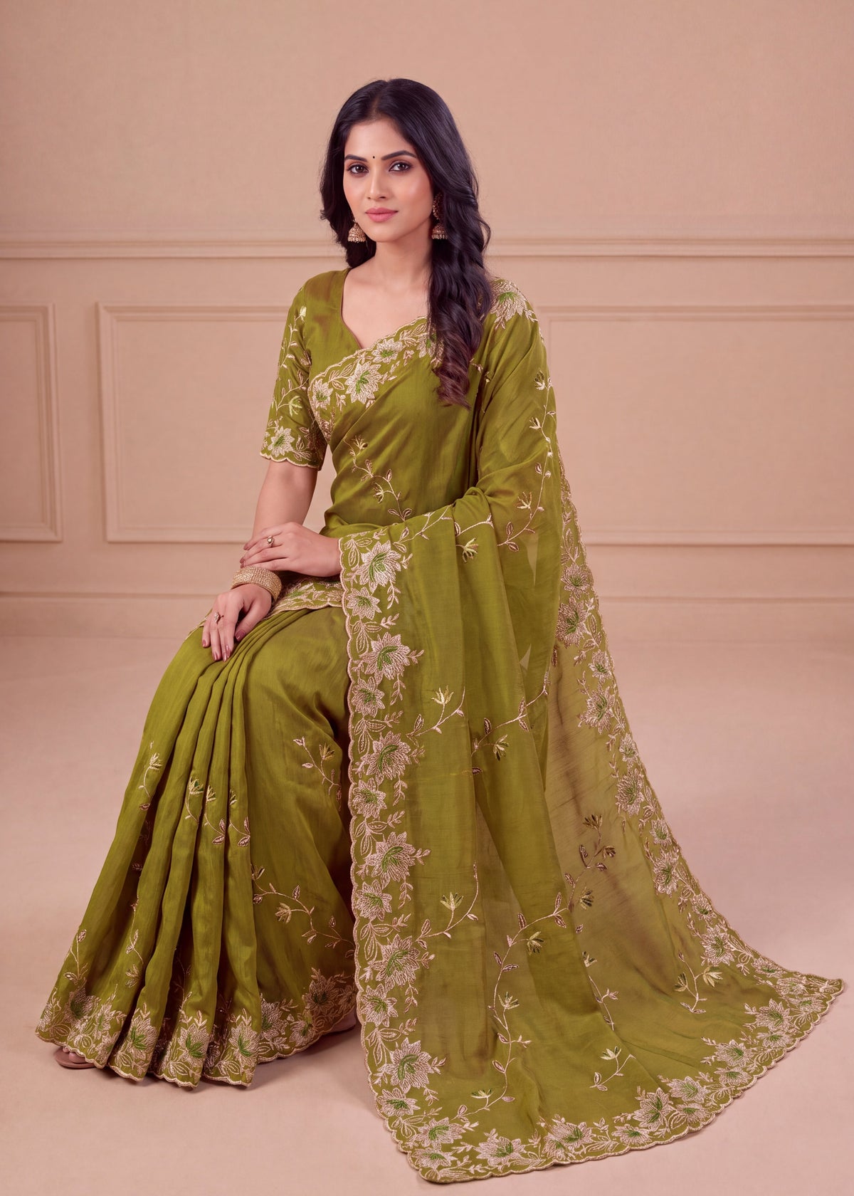 Elegant NC Vichitra Designer Wedding Wear Saree