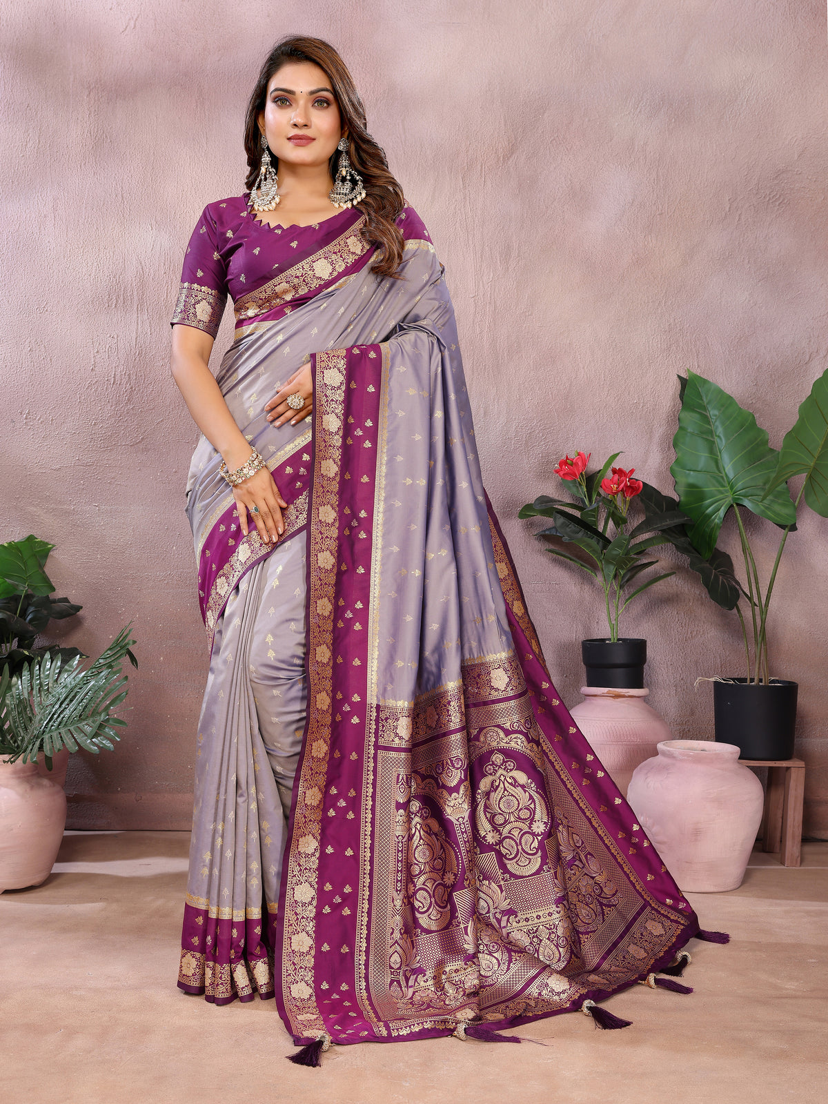 Pure Handloom Kalamkari Silk Zari Border Saree