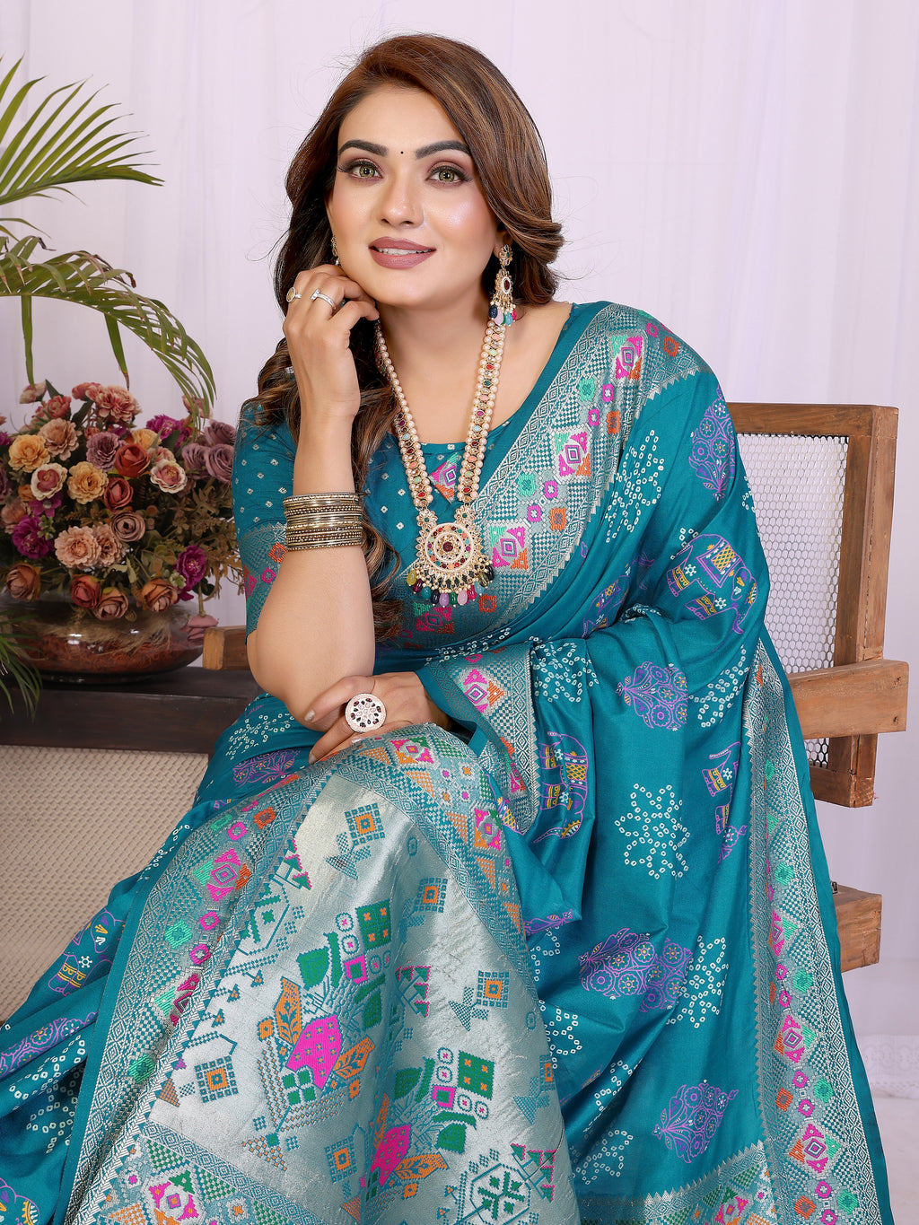 Stylist Lightweight Dola Silk Bandhej Khadi Print Saree