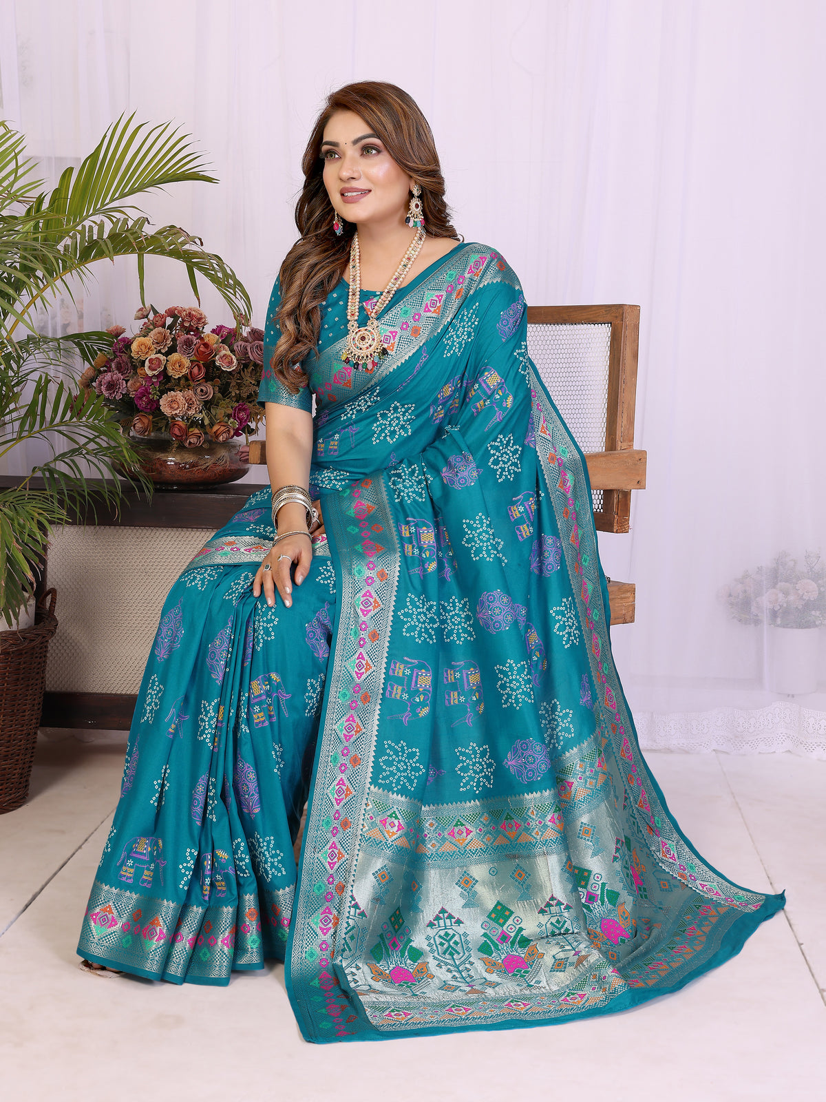 Stylist Lightweight Dola Silk Bandhej Khadi Print Saree