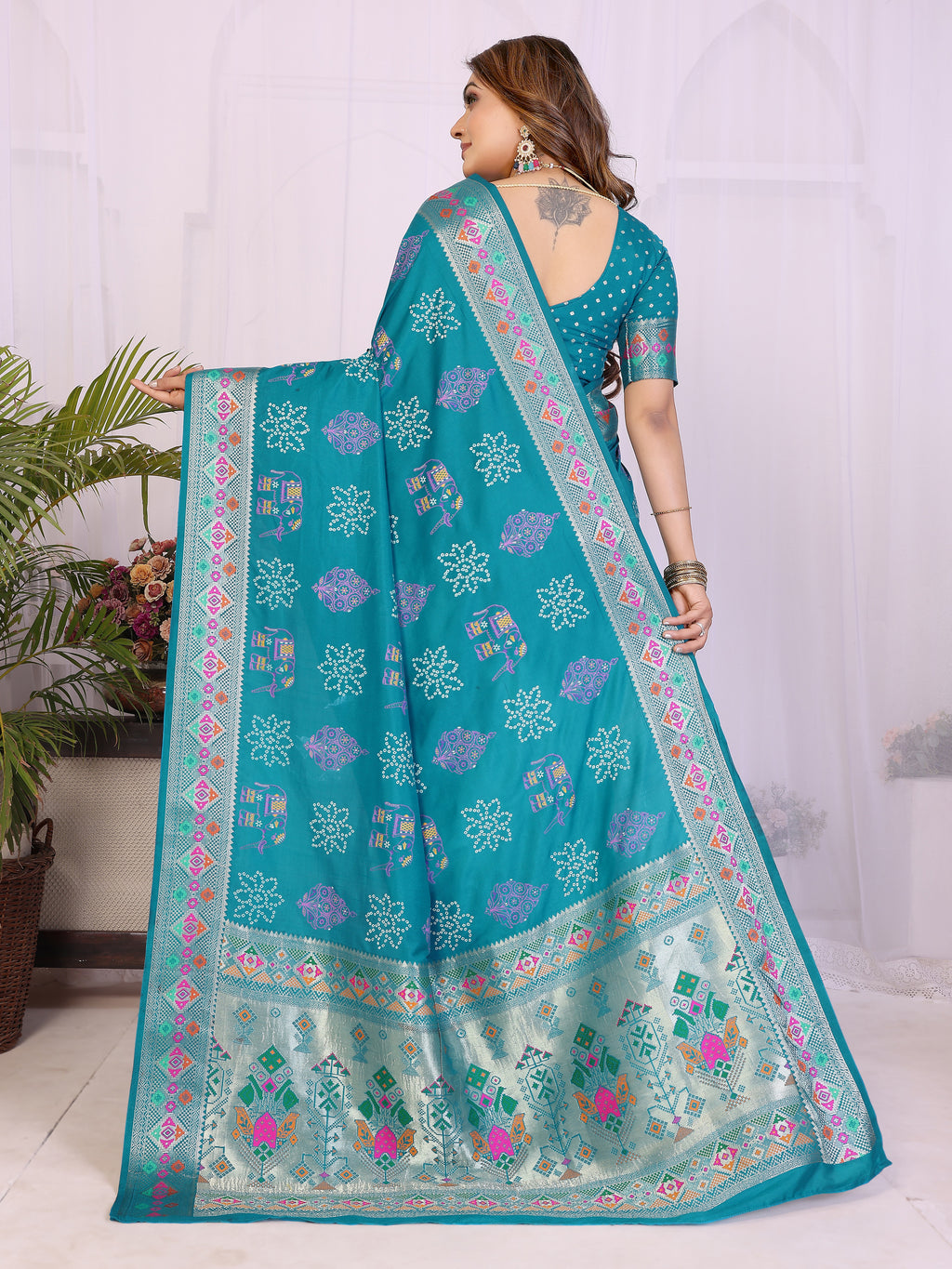 Stylist Lightweight Dola Silk Bandhej Khadi Print Saree