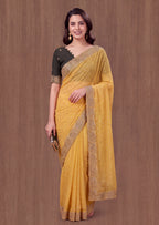 Beautiful NC Moss Butti Embroidered Saree