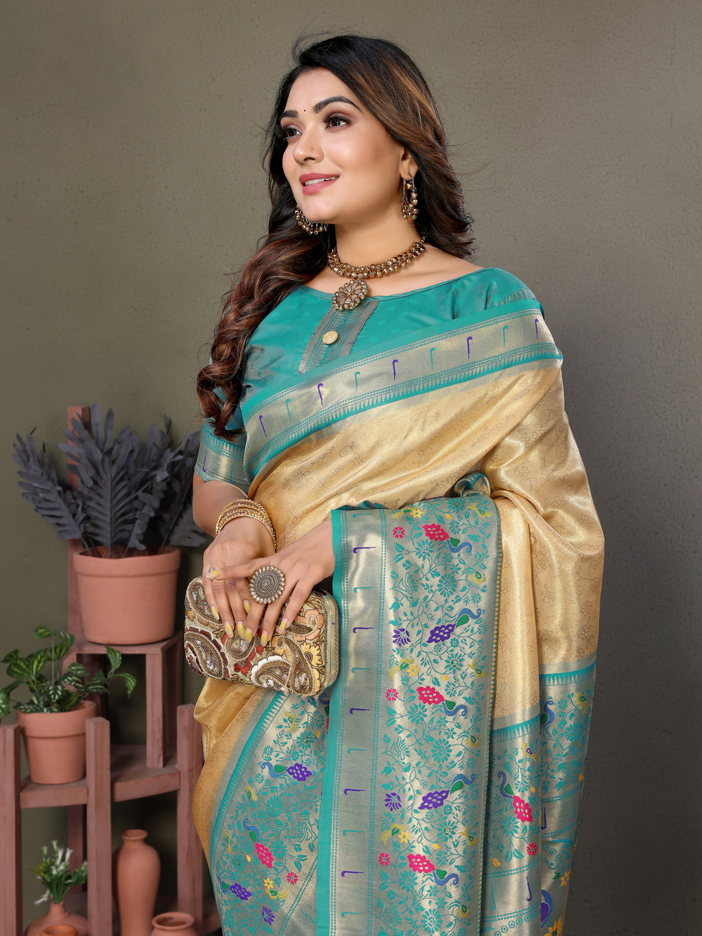 Paithani Border Pure Banarasi Tissue Silk Saree