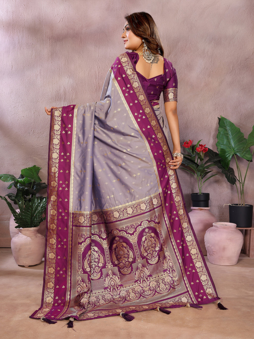 Pure Handloom Kalamkari Silk Zari Border Saree