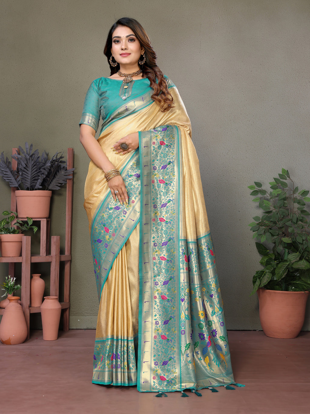 Paithani Border Pure Banarasi Tissue Silk Saree