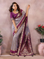 Pure Handloom Kalamkari Silk Zari Border Saree