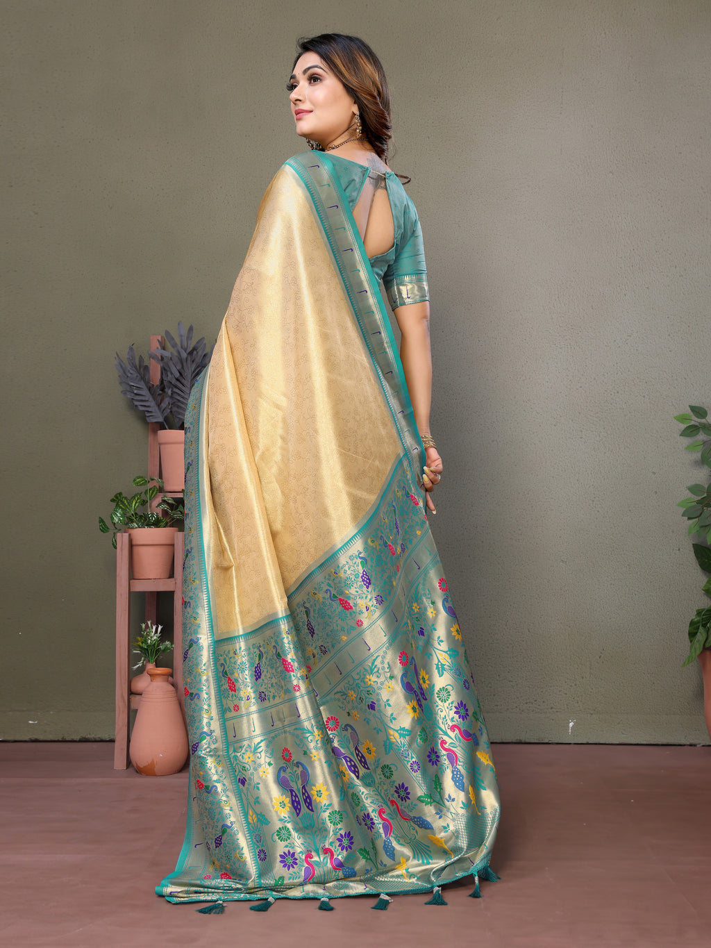 Paithani Border Pure Banarasi Tissue Silk Saree
