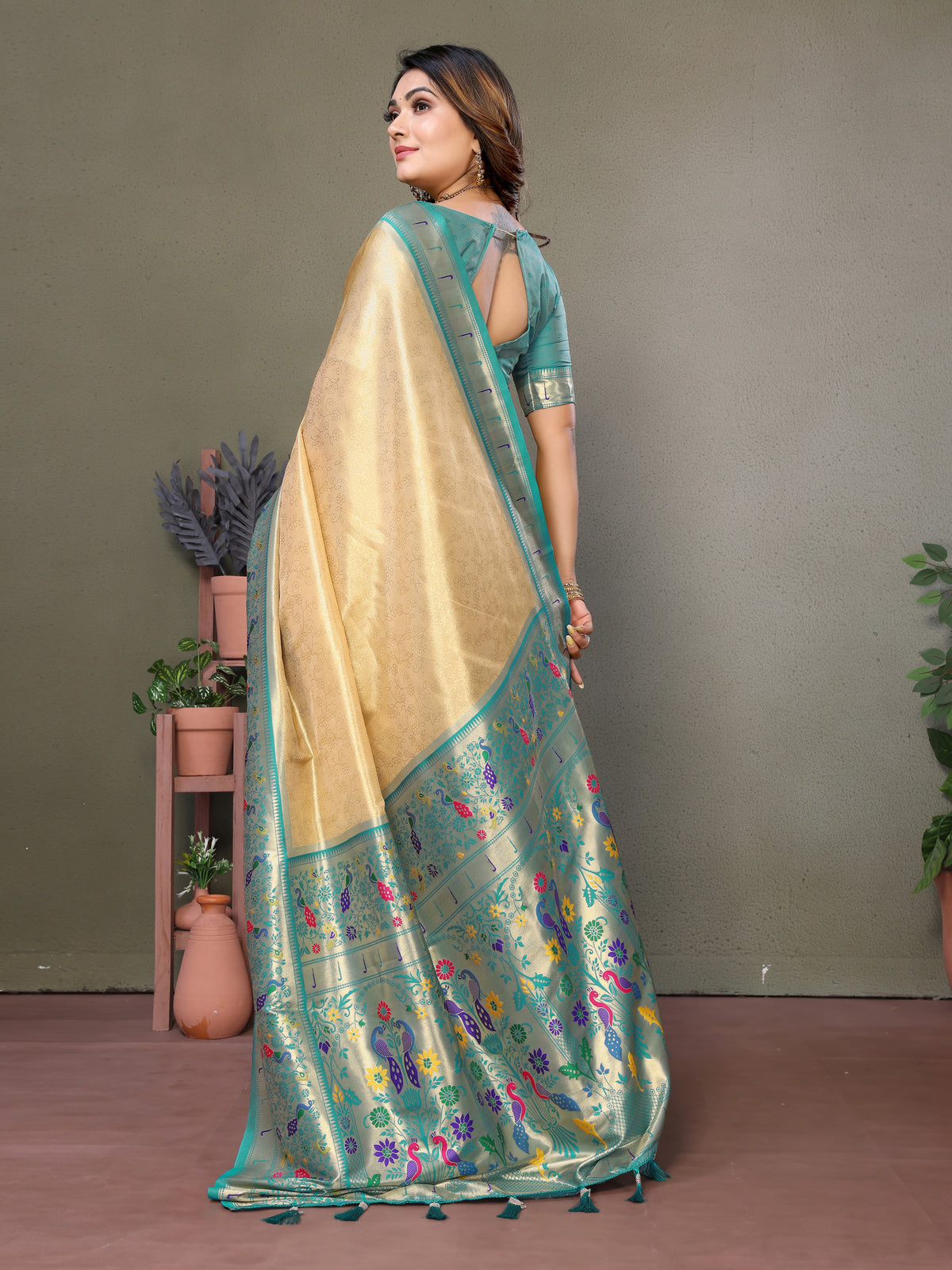 Paithani Border Pure Banarasi Tissue Silk Saree