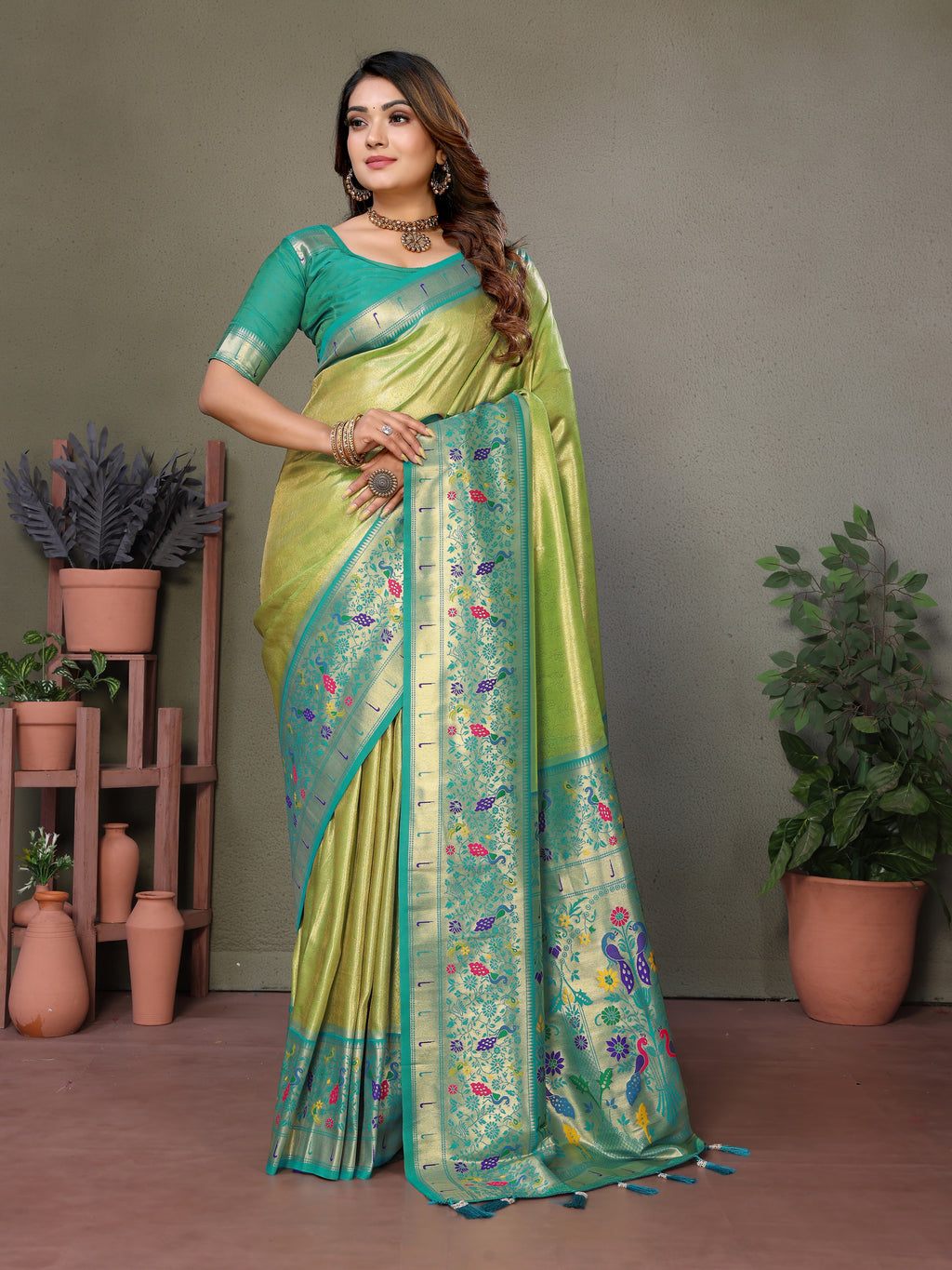 Paithani Border Pure Banarasi Tissue Silk Saree