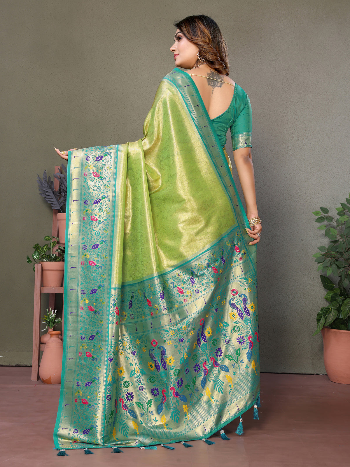 Paithani Border Pure Banarasi Tissue Silk Saree