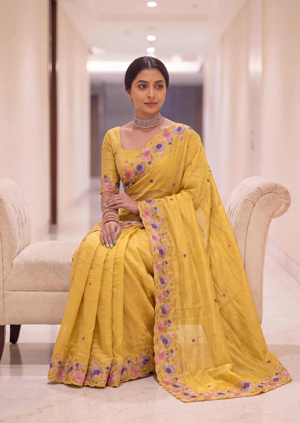 Premium Elegant Crunchy Tissue Saree