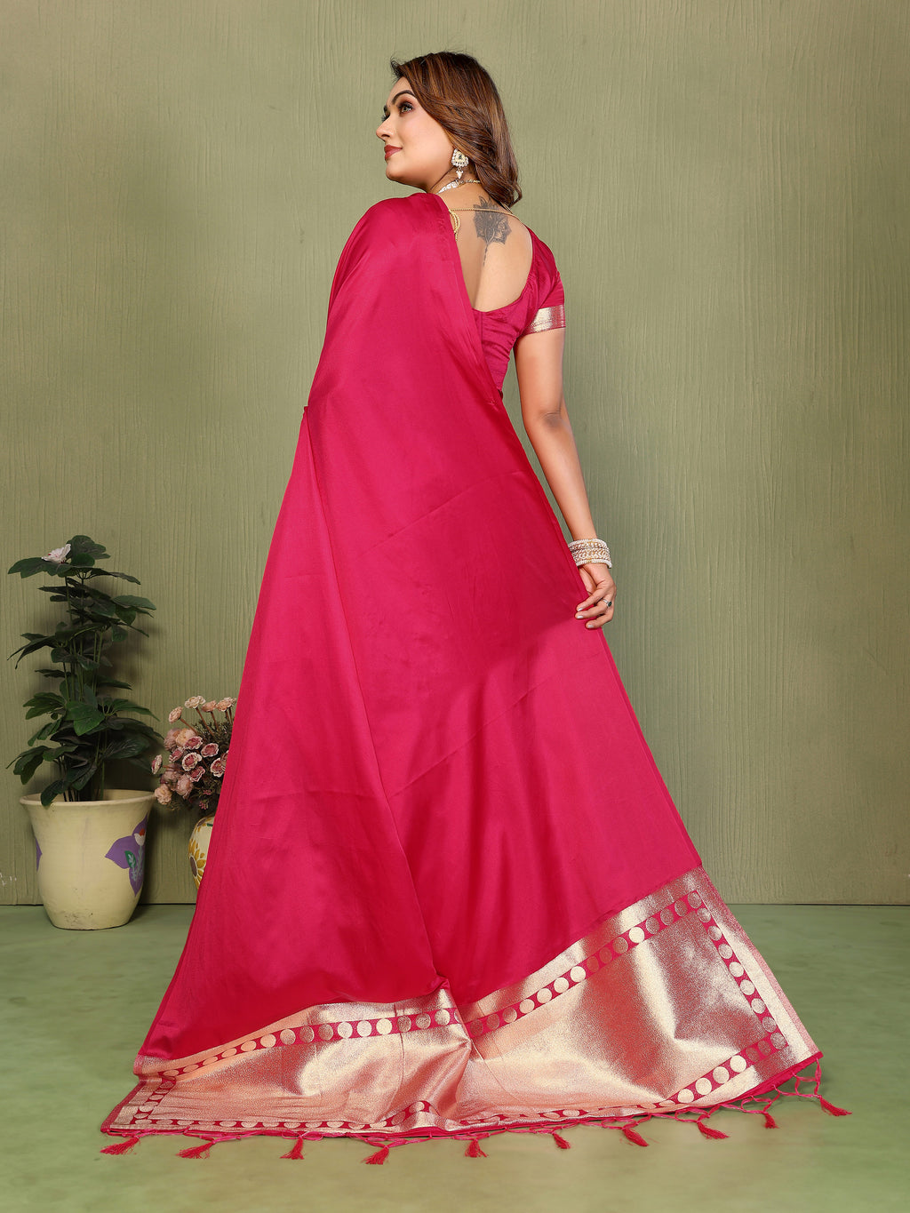 Premium Zari Lagadi Patta Rich Pallu Satin Silk Saree