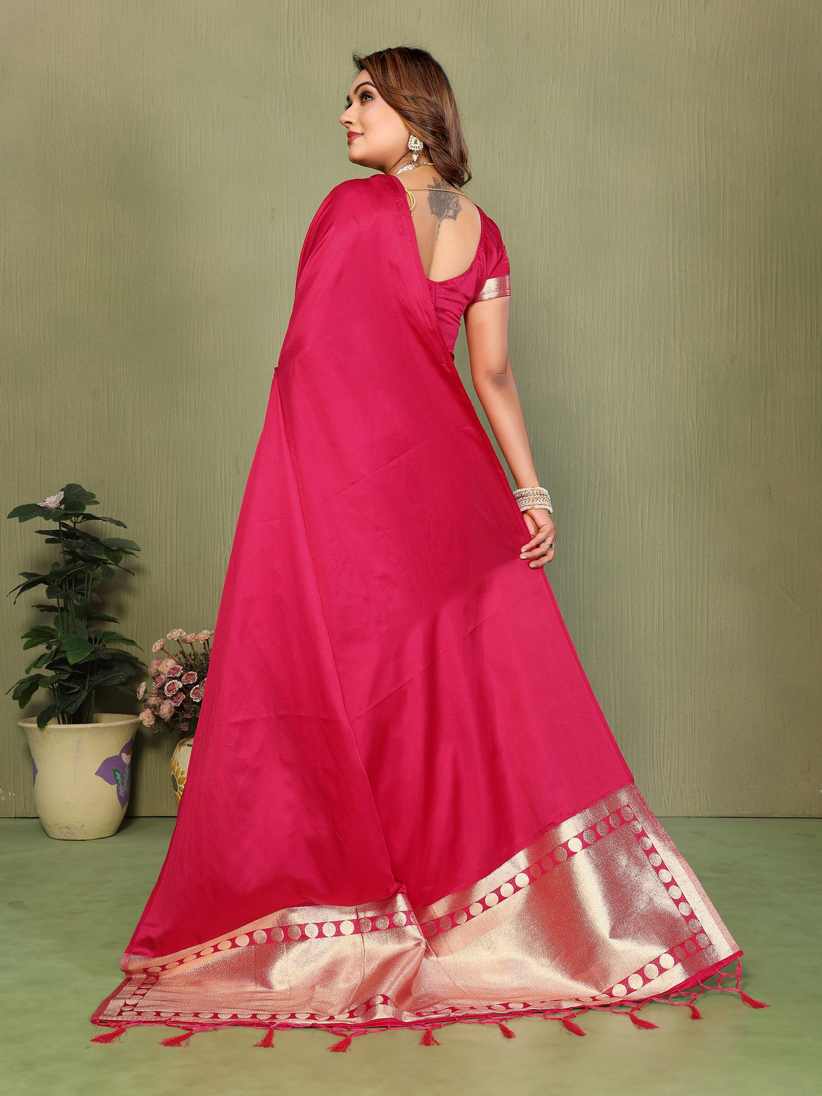 Premium Zari Lagadi Patta Rich Pallu Satin Silk Saree