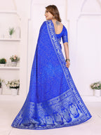 Kanchi Zari Border Satin Silk Bandhej Print Saree