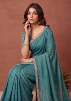Designer NC Vichitra Embroidered Border Saree