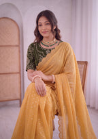 Embroidered Heavy Blouse Premium Chiffon Silk Saree
