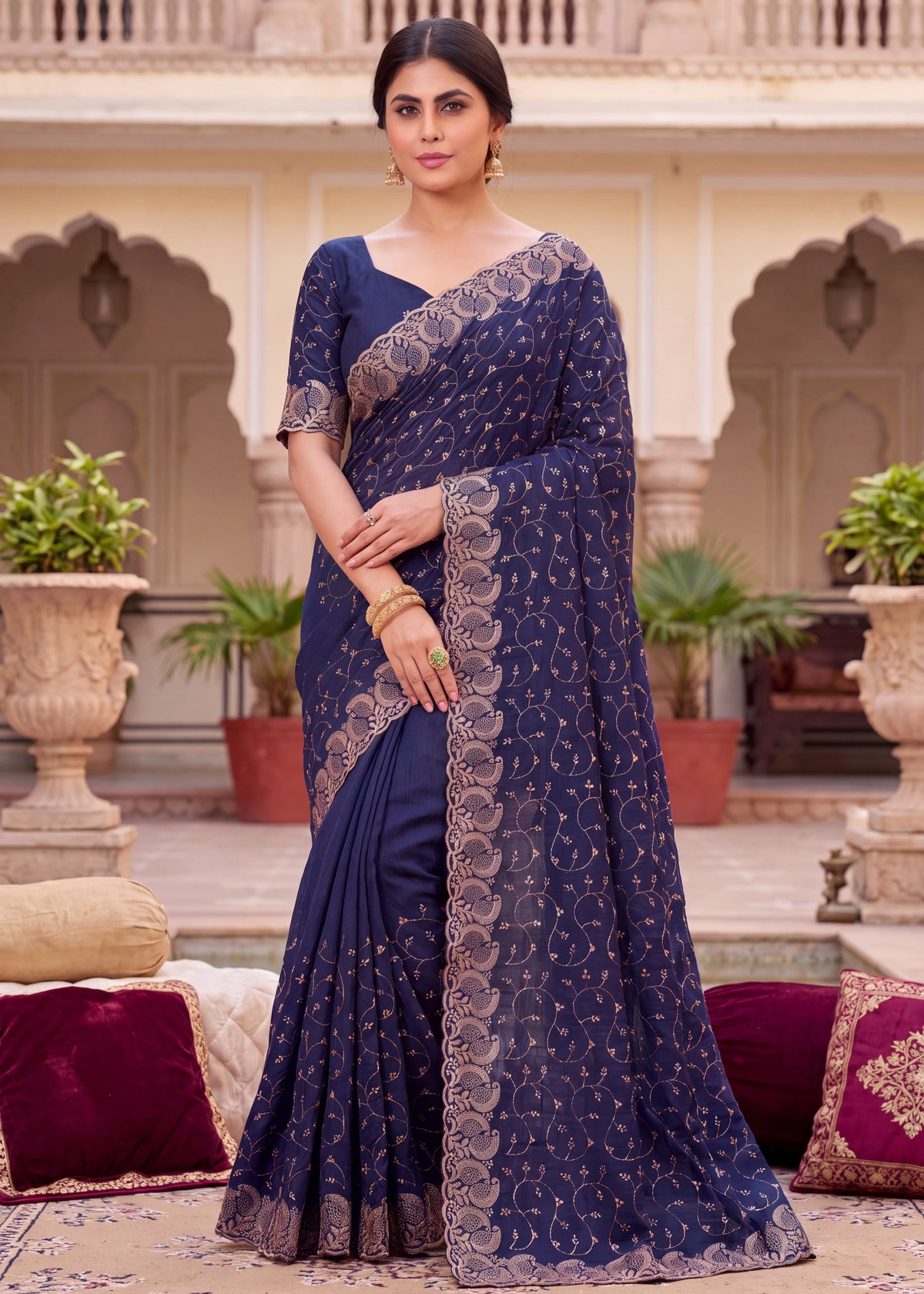 Royal NC Vichitra Heavy Zari C-Pallu Saree