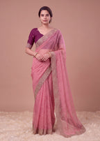 Beautiful NC Moss Butti Embroidered Saree