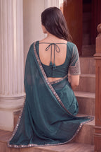 Floral Sequin Border Elegant Rangoli Saree