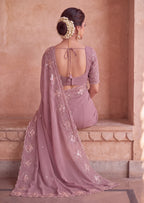 Classy Floral Embroidery Rangoli Saree