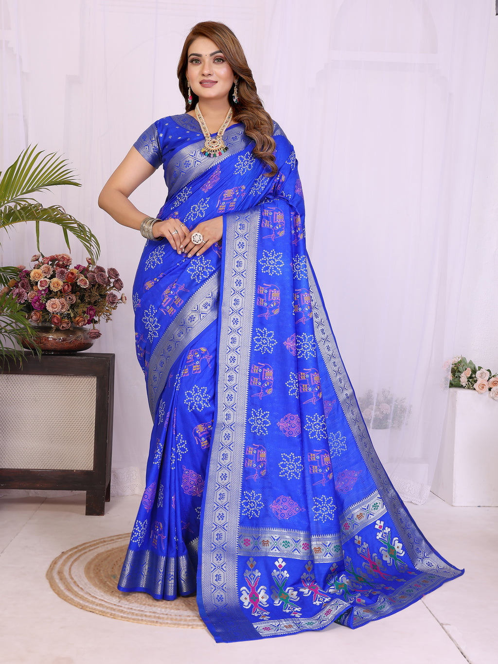 Stylist Lightweight Dola Silk Bandhej Khadi Print Saree