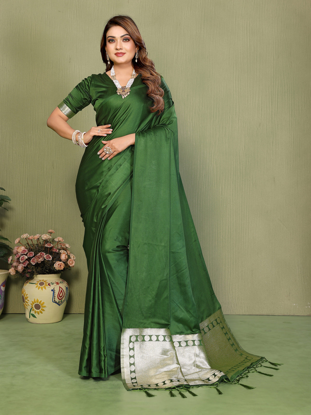 Premium Zari Lagadi Patta Rich Pallu Satin Silk Saree