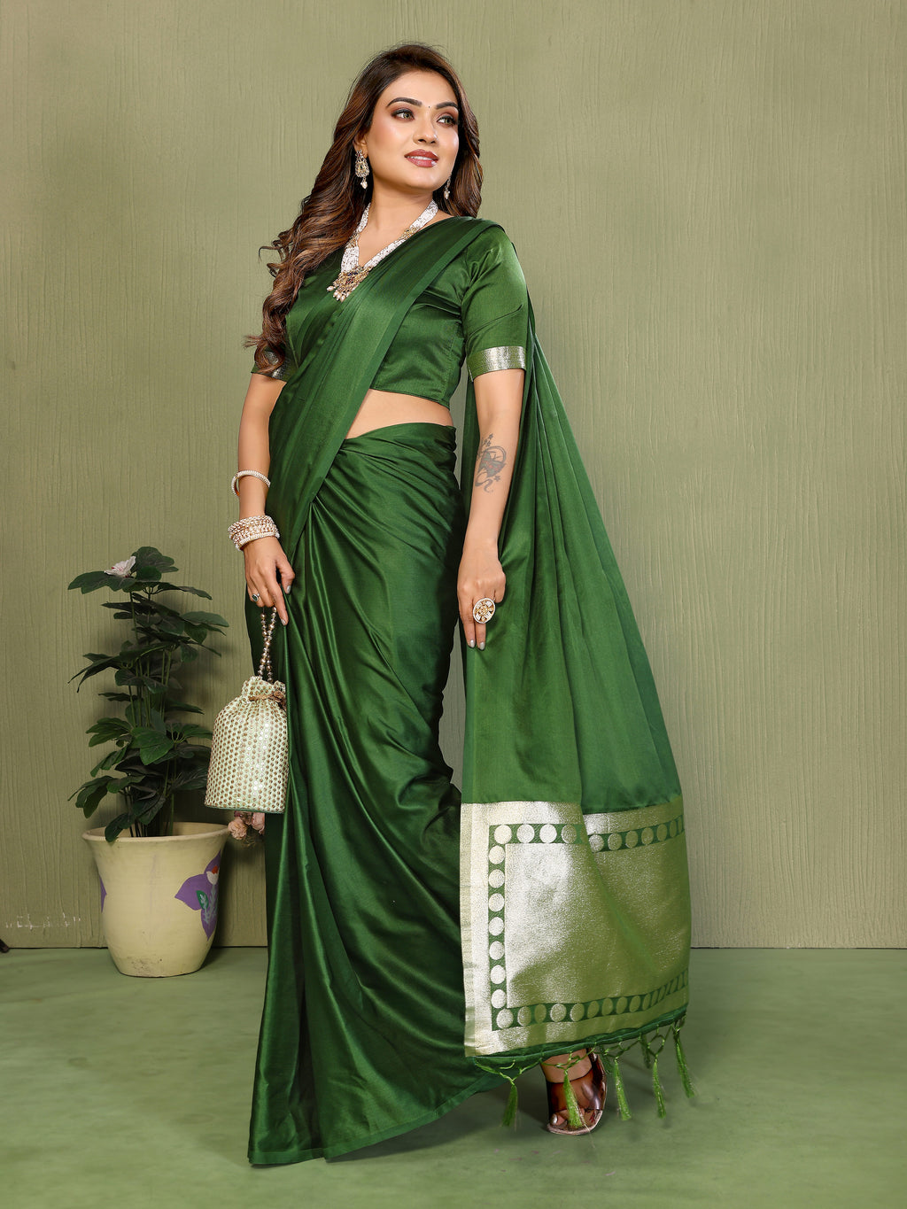 Premium Zari Lagadi Patta Rich Pallu Satin Silk Saree